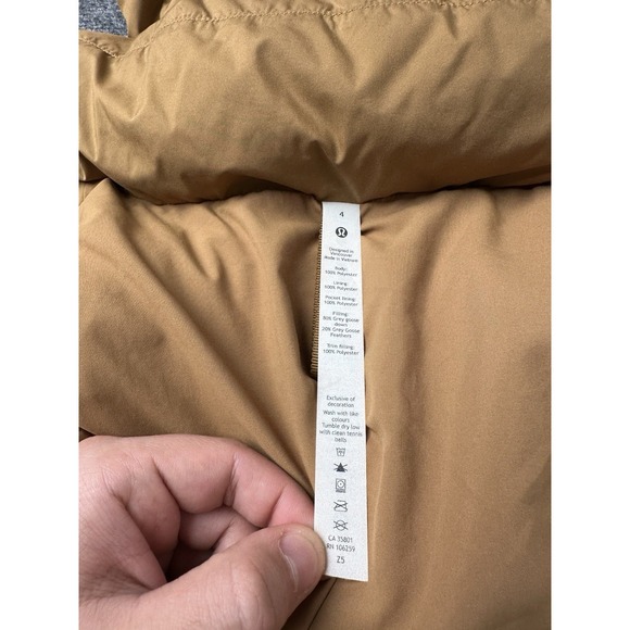 Womens Lululemon Wonder Puff 600 Fill Down Brown Cropped Vest, Size 4 - Picture 6 of 9